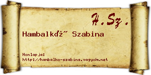 Hambalkó Szabina névjegykártya