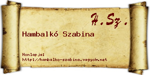 Hambalkó Szabina névjegykártya